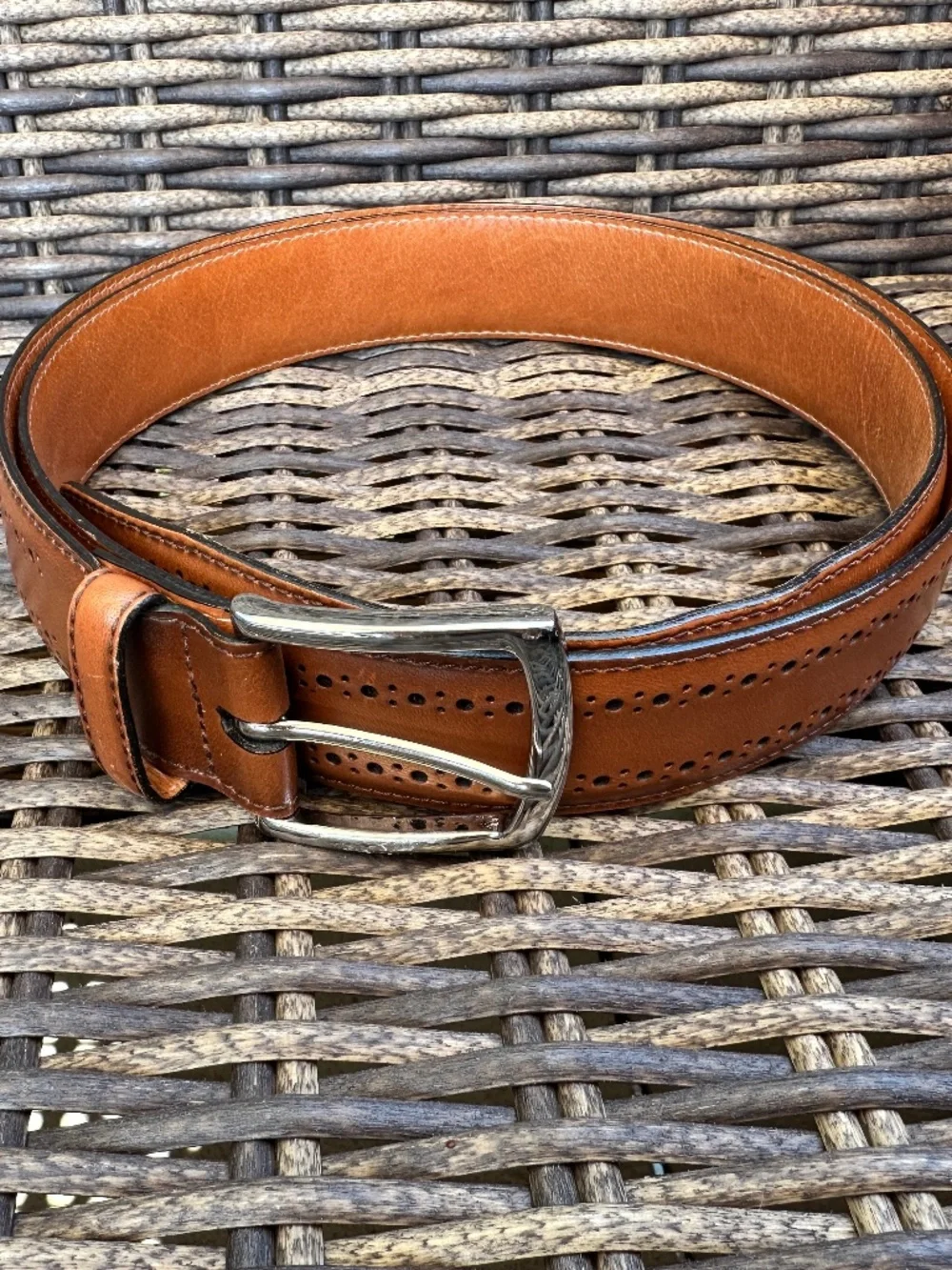 Allen Edmonds Belt Mens 42 Brown Leather Manistee Dress Made in USA 1.38